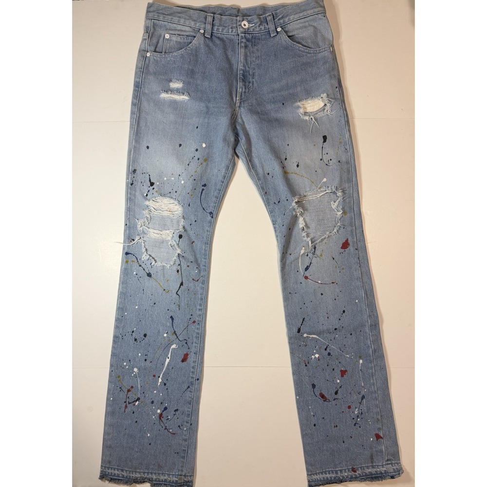 Skins JPN Japan Paint Splatter Denim Jeans Thrashed 34x36 Marni Gallery Dept
